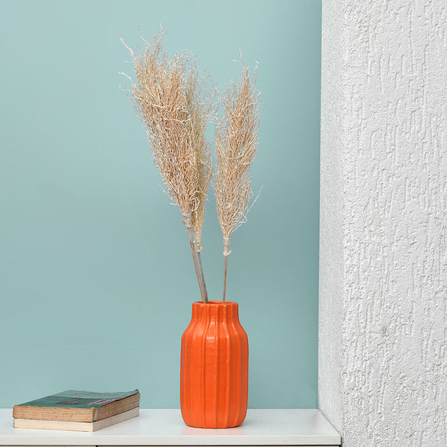 Nilkamal Bottle Shaped Decorative Ceramic Vase (Orange)