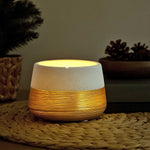 Decorative Glaze Trapeze Ceramic Votive Candle Stand- Cream & Gold