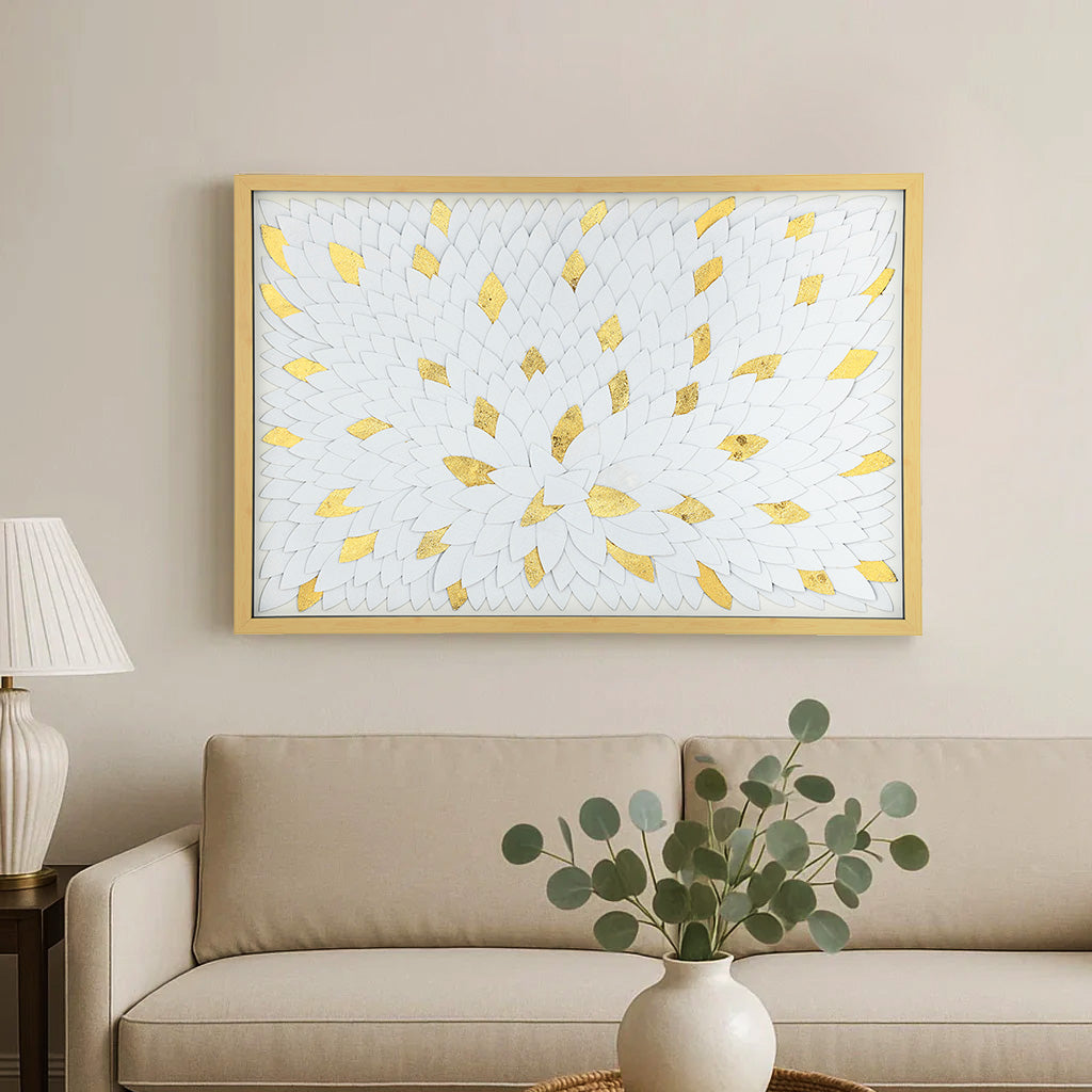 Feathers Wall Décor- White and Gold