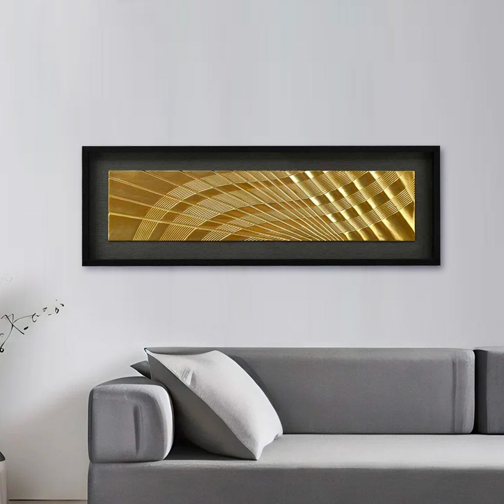 Fluting Illusion MDF & Glass Wall Decor- Gold
