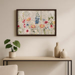Tropical Bloom Embroidered Wall Art (Beige)