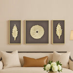 Disc and Leaf Metal & MDF Wall Art Set of 3 (Gold & Brown)