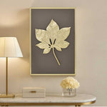 Maple Leaf Metal & MDF Wall Art (Gold & Brown)