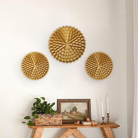 Nilkamal Floral Chakra Art Wall Decor Set of 3 (Gold)