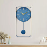 Rectangular Metal Pendulum Wall Clock (Navy Blue)