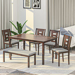 Bella 6 Seater Dining Set with Bench (Antique Cherry)