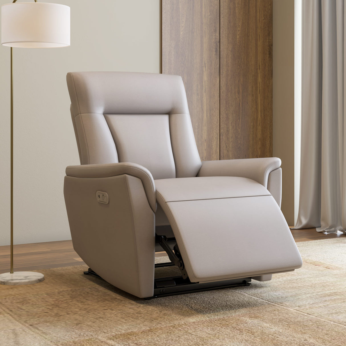 Credal 1 Seater Electric Rocker Recliner Sofa- Mocha