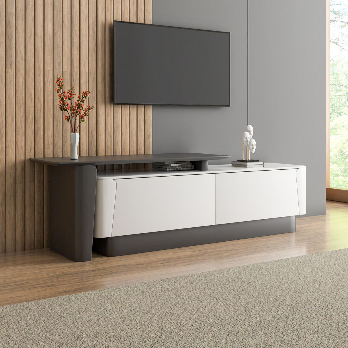 Kairos Low Height Unit (White & Dark Walnut)