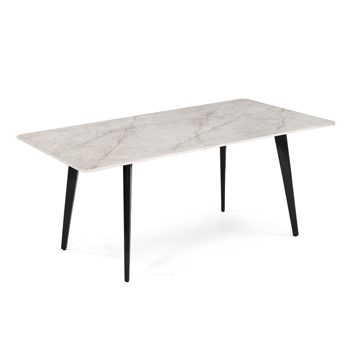 6 Seater Bevon Ceramic Dining Set with Quado Base and Nivo Chairs- Cloud Beige