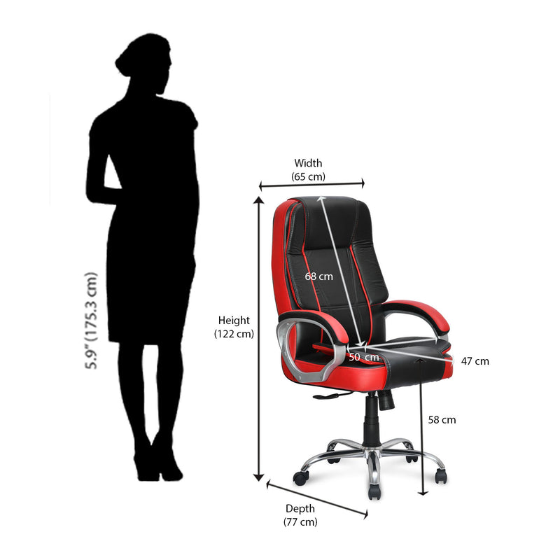 Kyoto High Back Office Chair - Black and Red