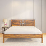 Konnect Solid Wood King Bed without Storage- Honey Walnut