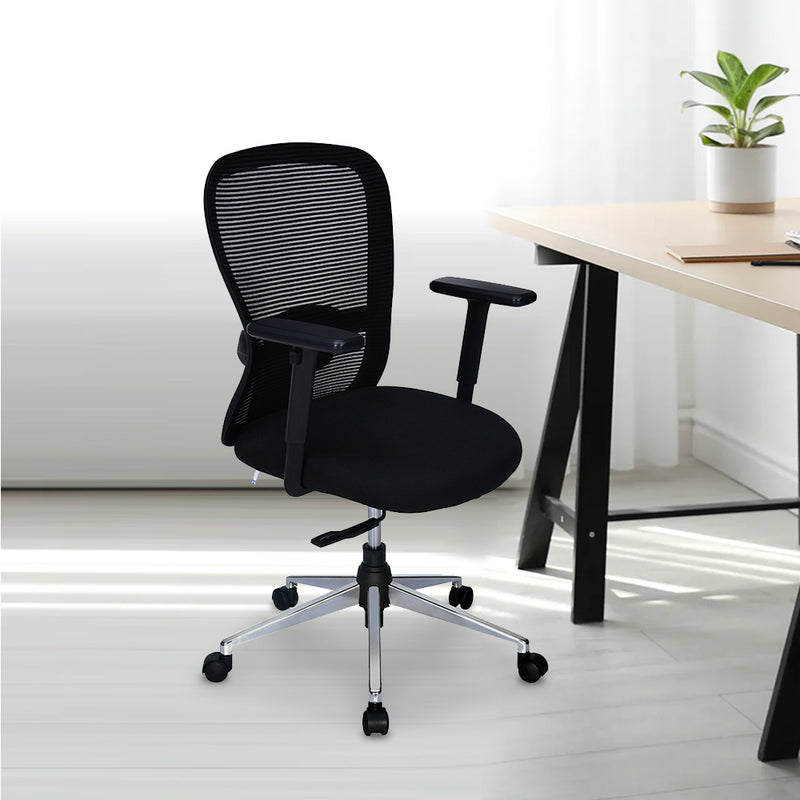 Nilkamal alba Mid Back Mesh Office Chair With Chrome Star Base Black