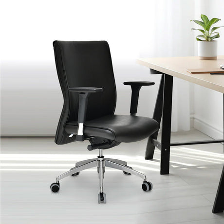 Nilkamal command Mid Back Leatherette Office Chair Black