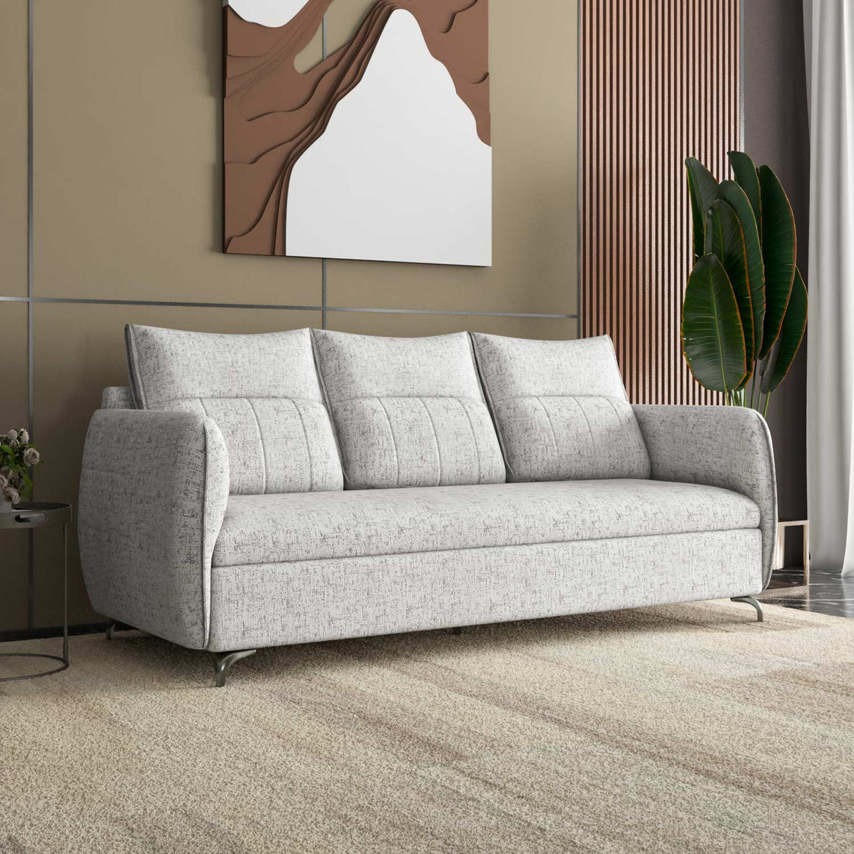 Infinia 3 Seater Fabric Sofa- Off White