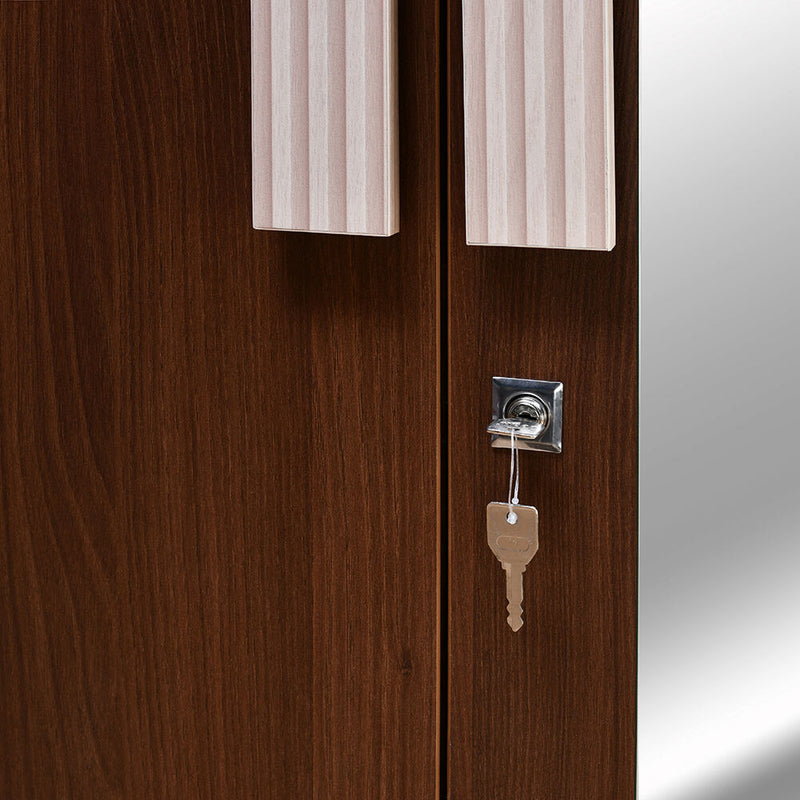 Rova 3 Door Wardrobe with Mirror (Walnut) - Close Up View