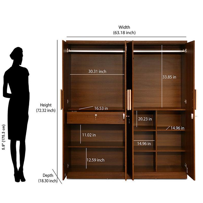 Nilkamal Homes - Rova 4 Door Wardrobe with Mirror Back View