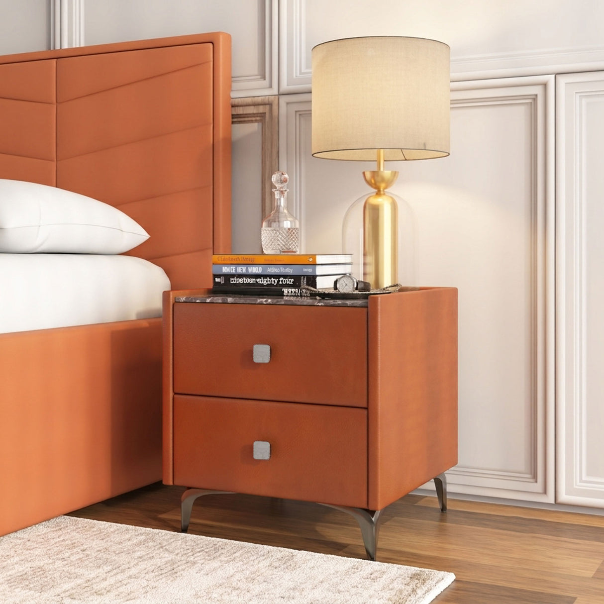 Lynn Upholstered Night Stand- Clay