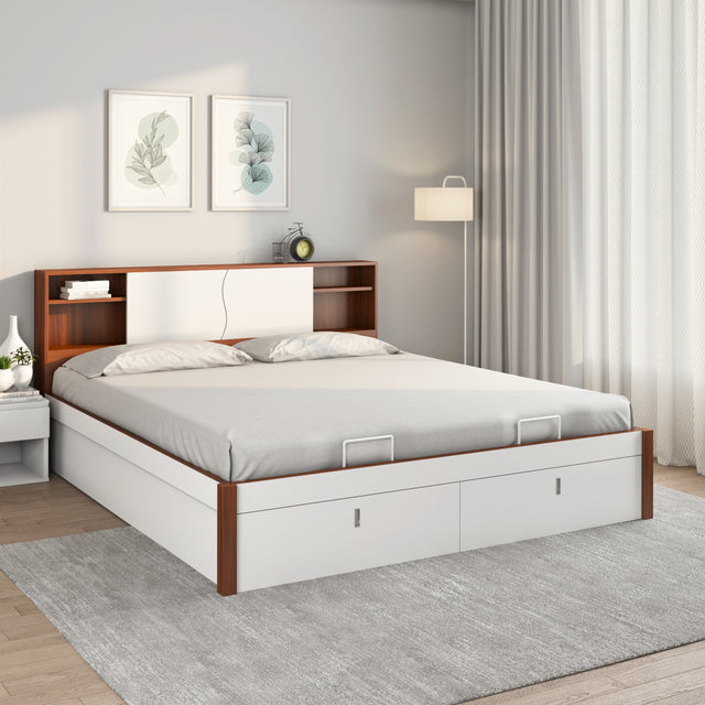 Nilkamal Malcom Premier Engineerd Wood Bed With Hydraulic Storage (Walnut) - 02