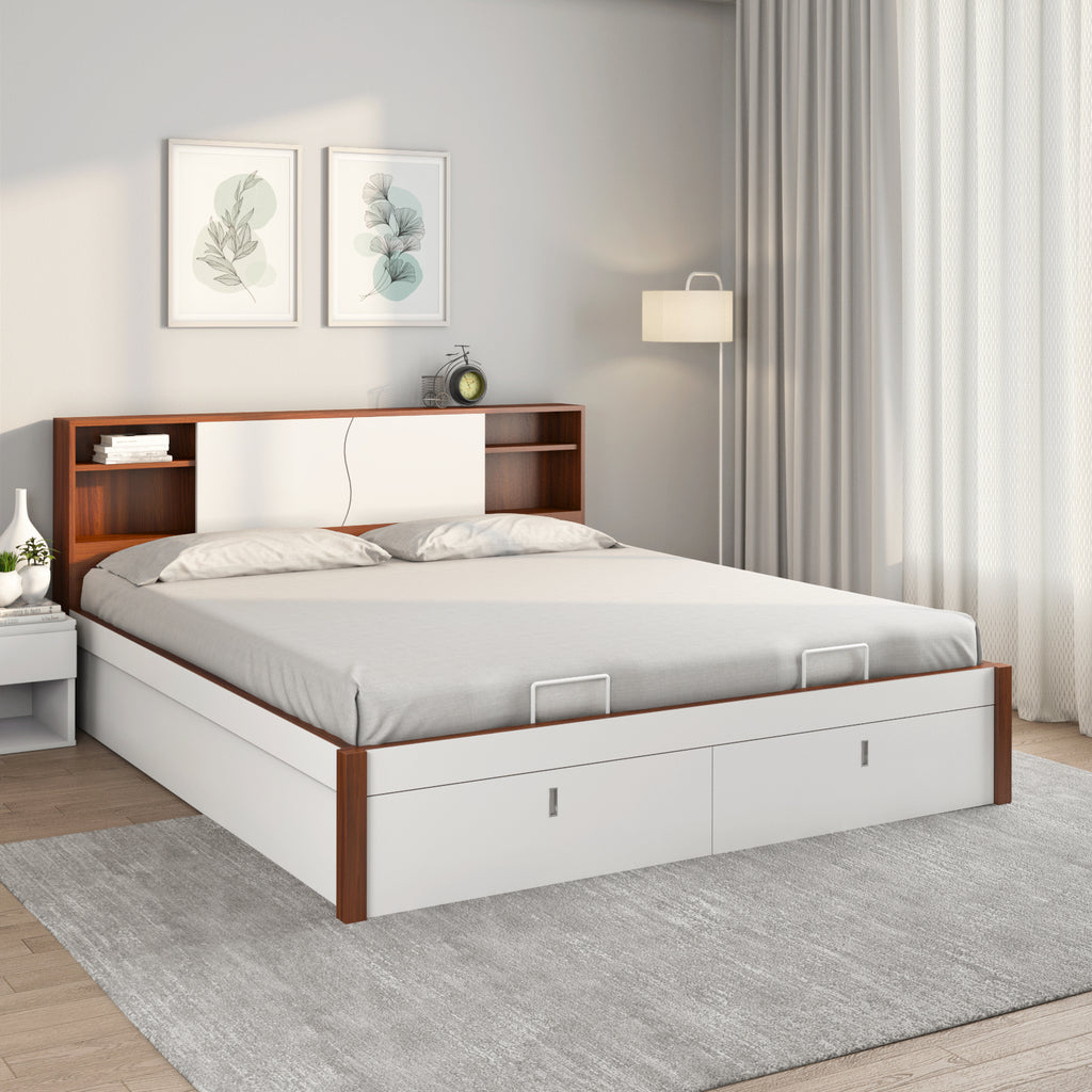 Malcom Premier Bed with Hydraulic Storage (White)
