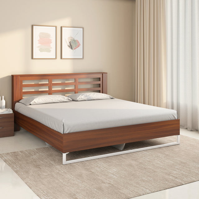 Nilkamal Maple Meta Solid Wood Without Storage Bed Walnut