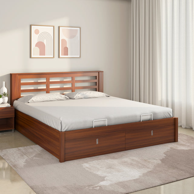 Nilkamal Maple Premier Bed With Hydraulic Storage (Walnut) - 01