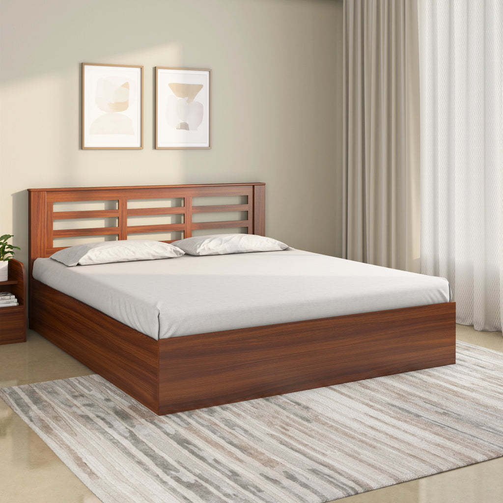 Maple Max Solid Wood Bed with Box Storage (Walnut)