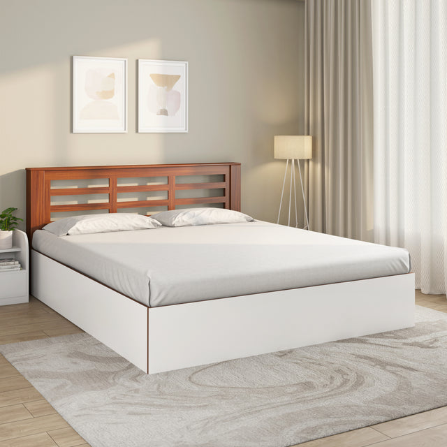 Nilkamal Maple Max Solid Wood Bed With Box Storage White