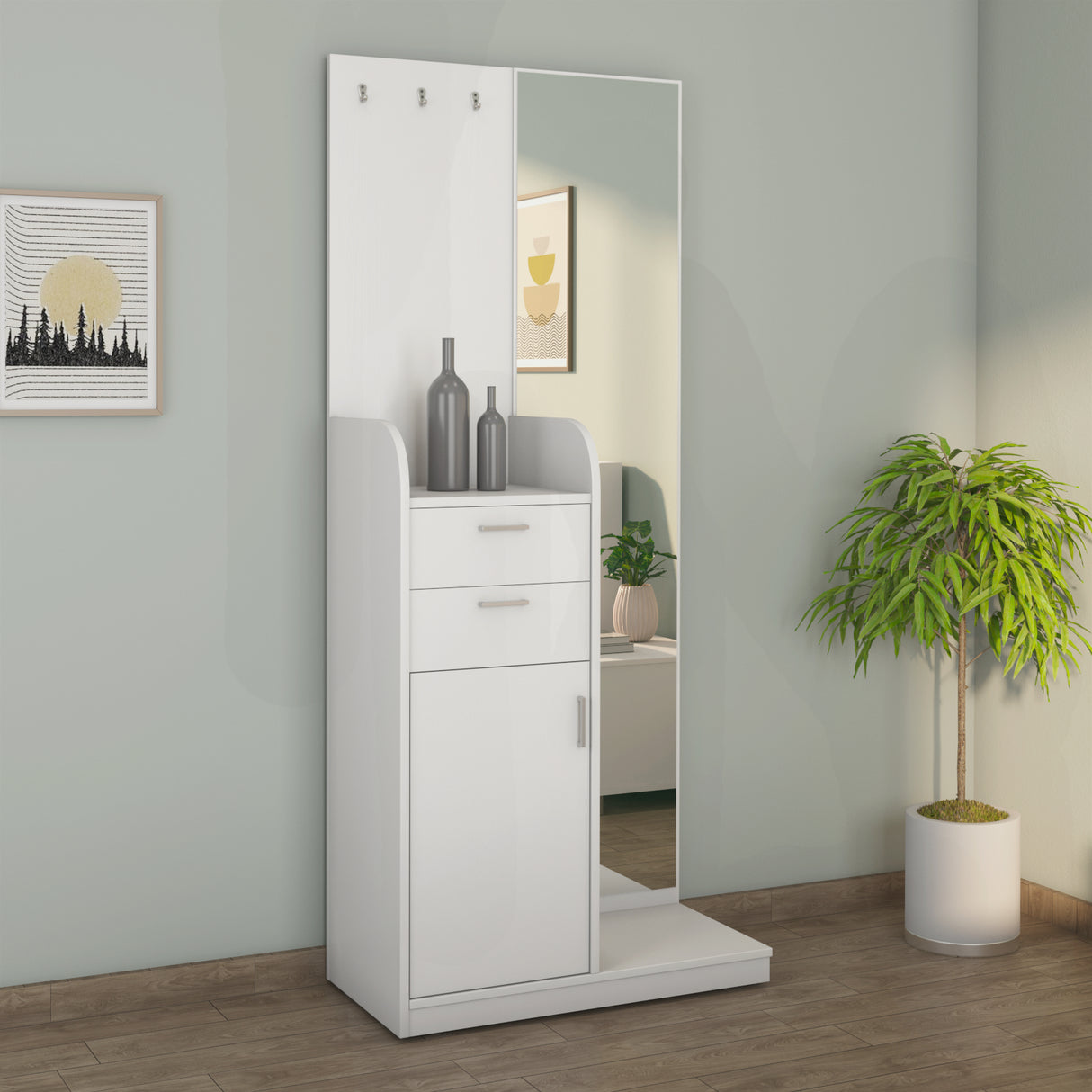 Nilkamal Max Engineered Wood Dresser With Mirror Frosty White