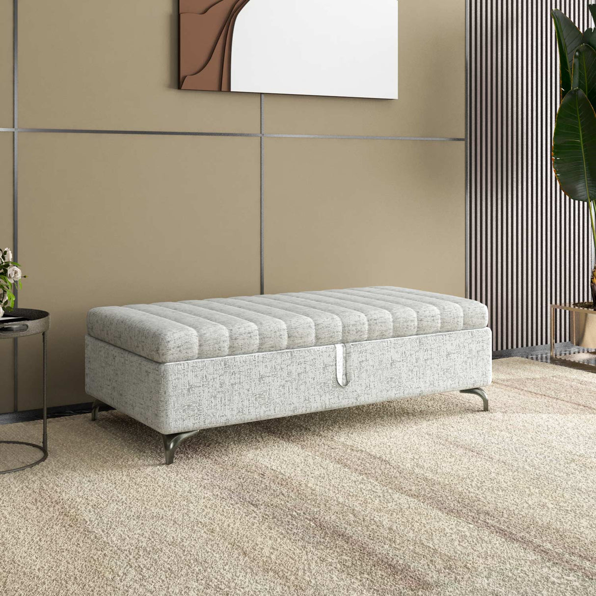 Infinia 2 Seater Fabric Bench- Off White