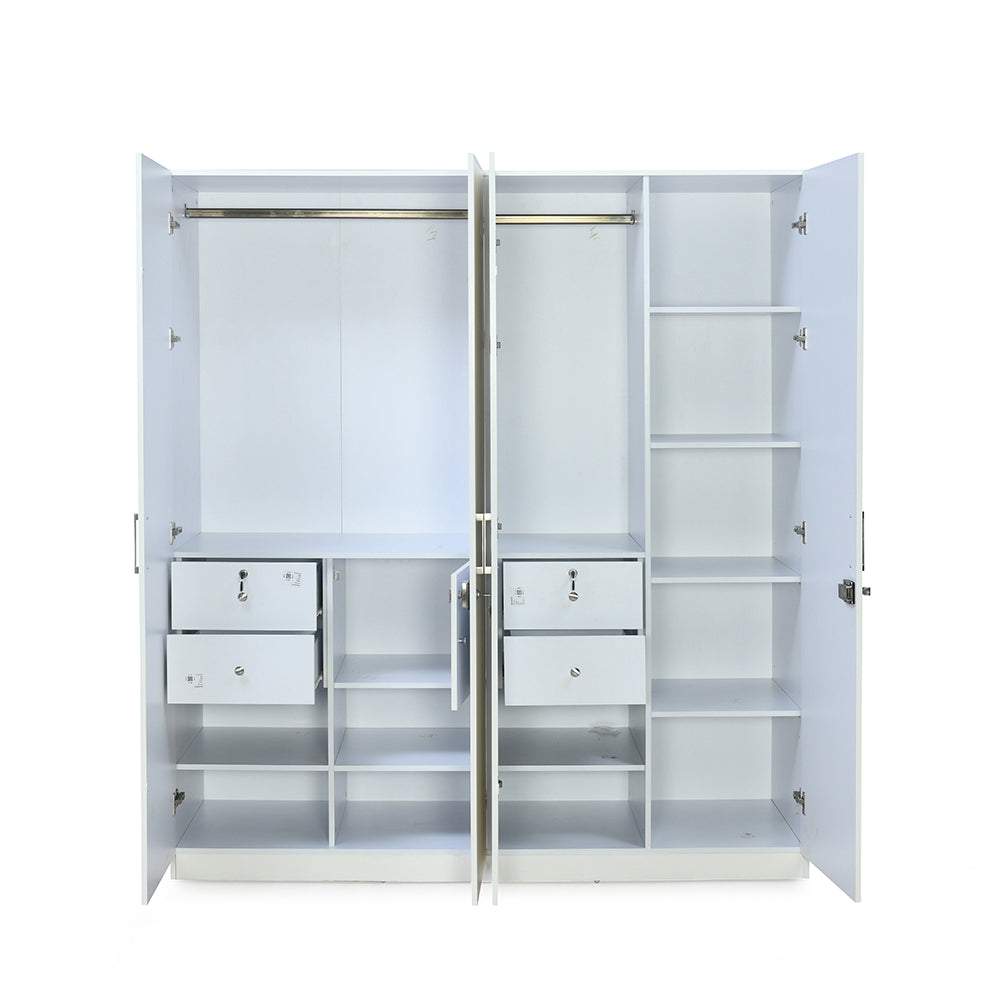 Max 4 Door Wardrobe (Frosty White) - Open View