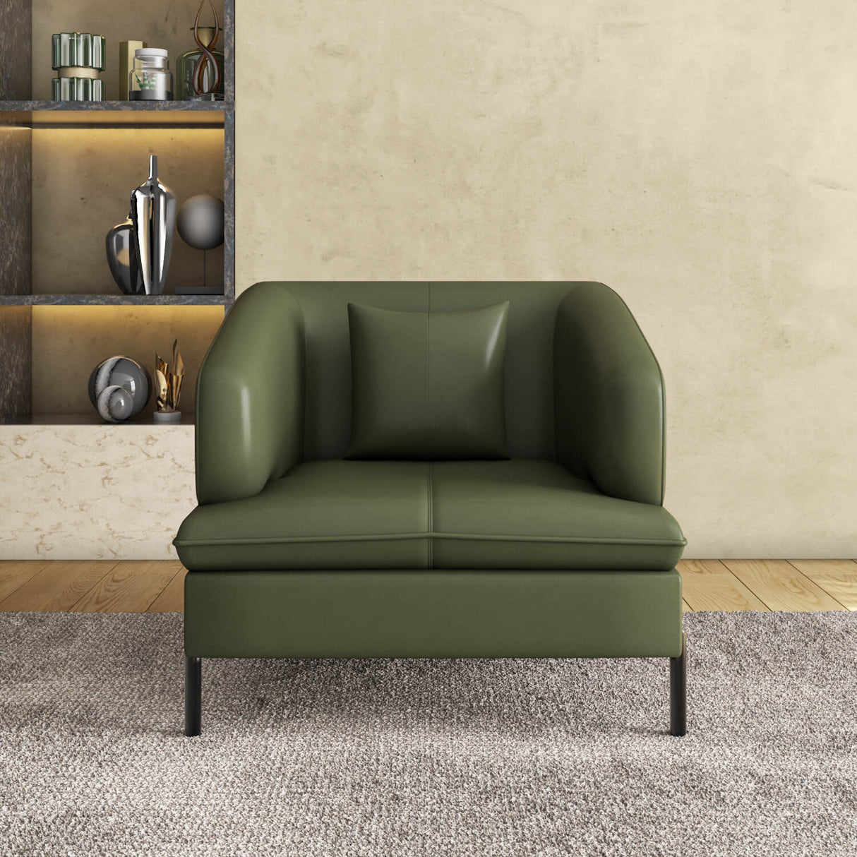 Modena 1 Seater Leather Sofa- Green