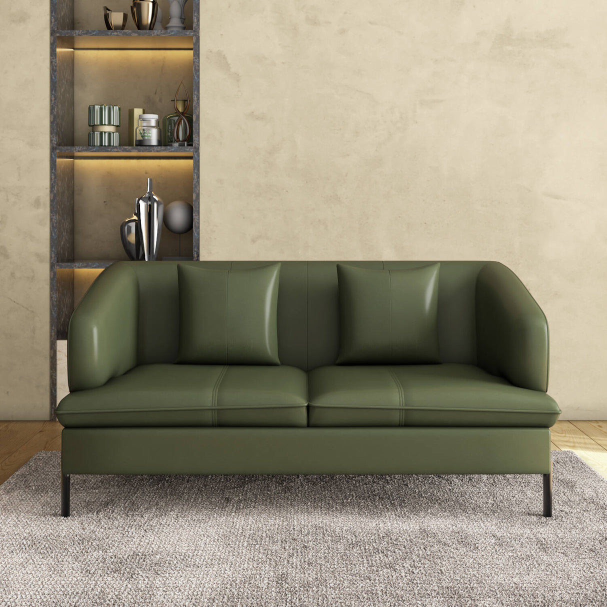 Modena 2 Seater Leather Sofa- Green