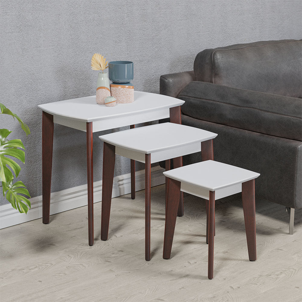 Nilkamal Morris Nest Tables Set Of 3 White