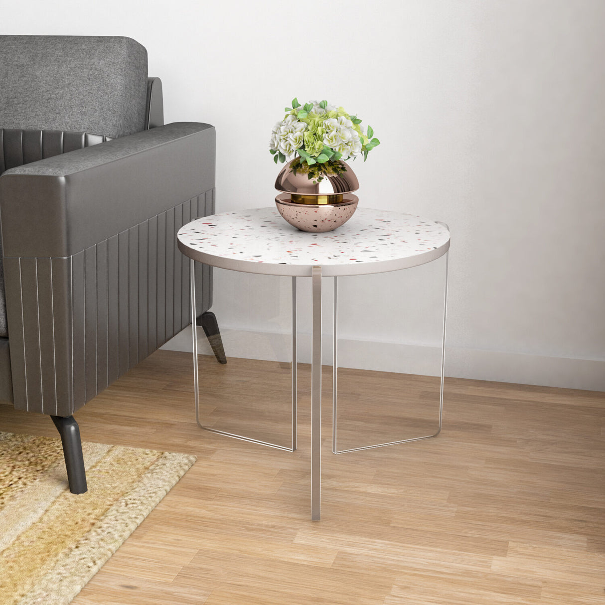 Maisy Acrylic Base Side Table (Cream) 1