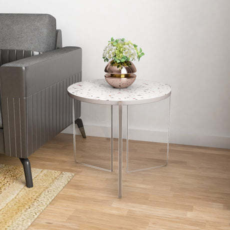 Maisy Acrylic Base Side Table (Cream) 1