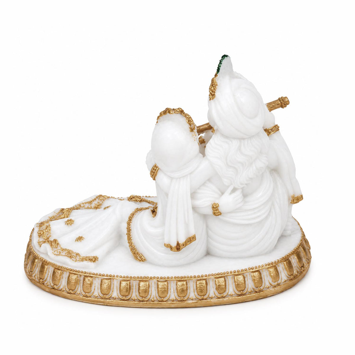 Vandanam Decorative Radha Krishna Showpiece- White & Gold