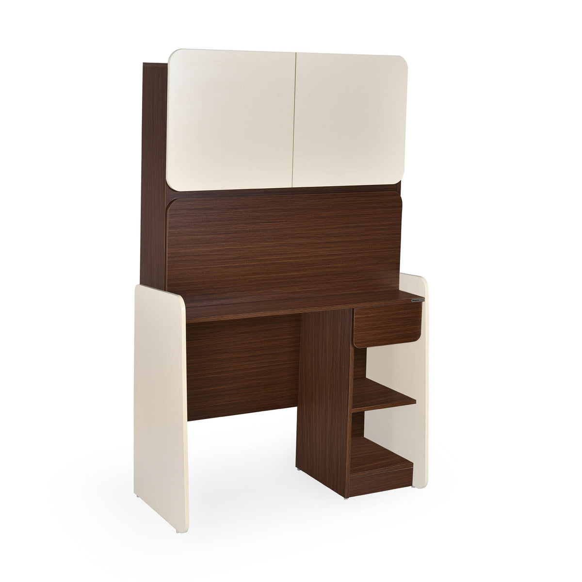 Sliven Computer Table with Hutch- Legno Oak Dark & Ivory