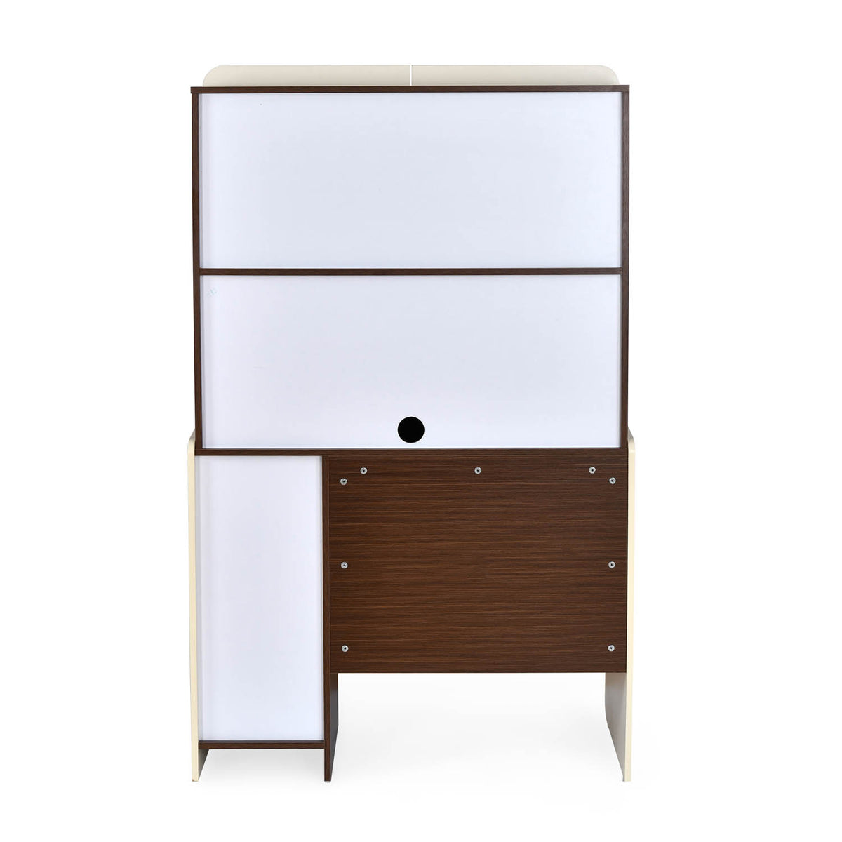 Sliven Computer Table with Hutch- Legno Oak Dark & Ivory