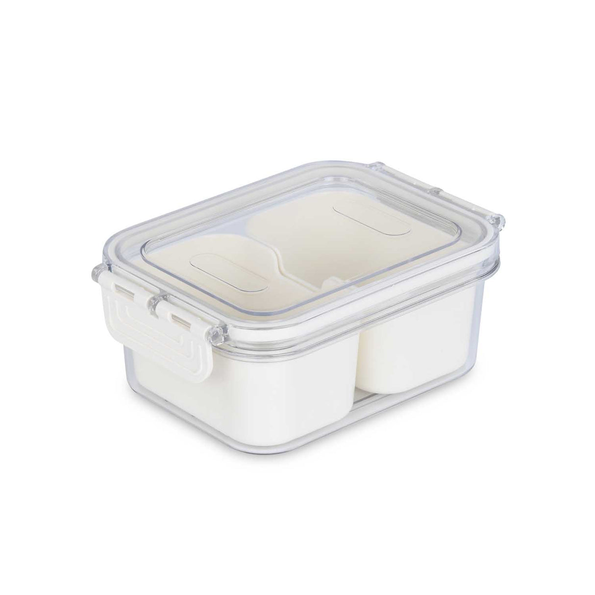 Rectangular 2 Compartment Storage Cannister- Cream