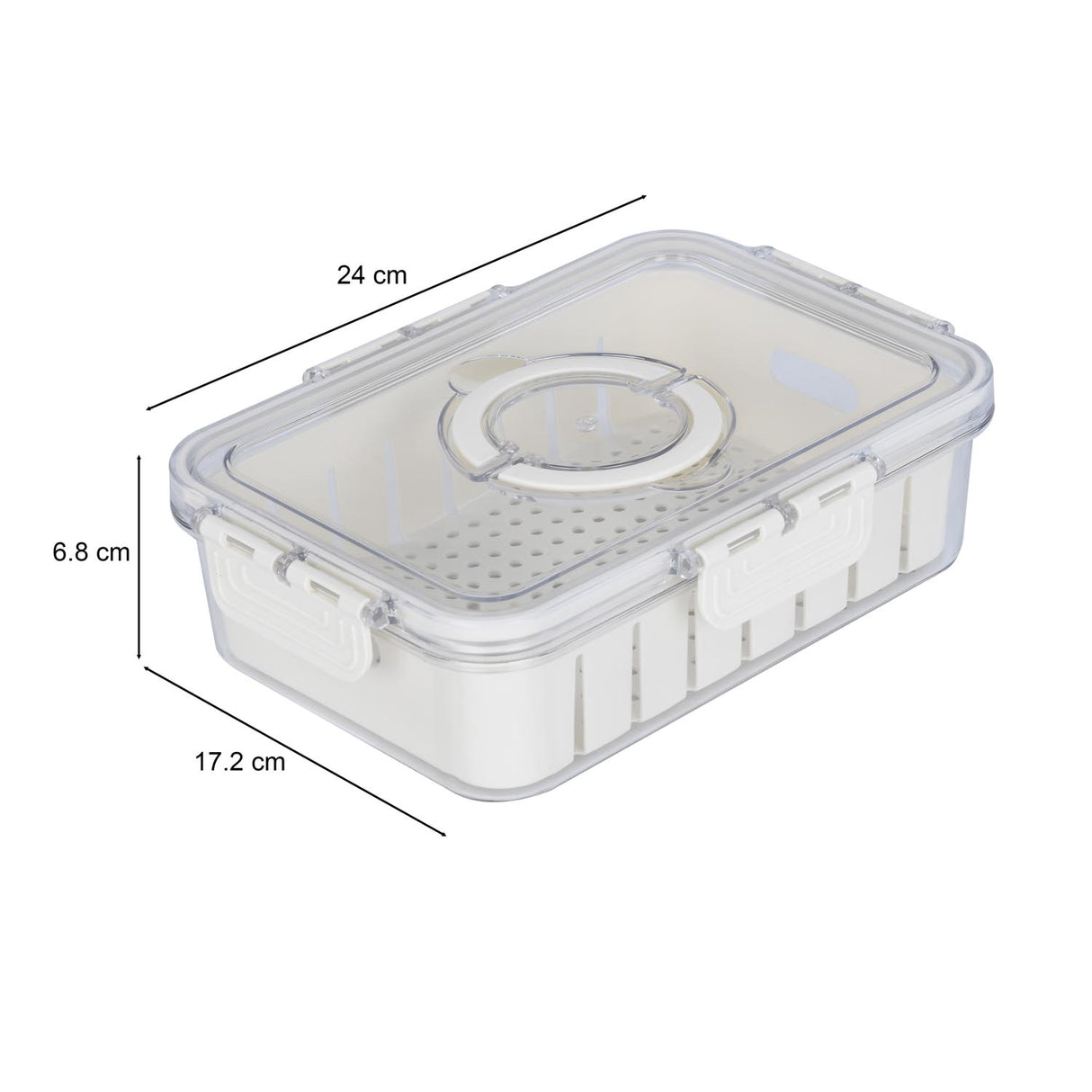 Rectangular Storage Cannister with Lid and Handle-Cream