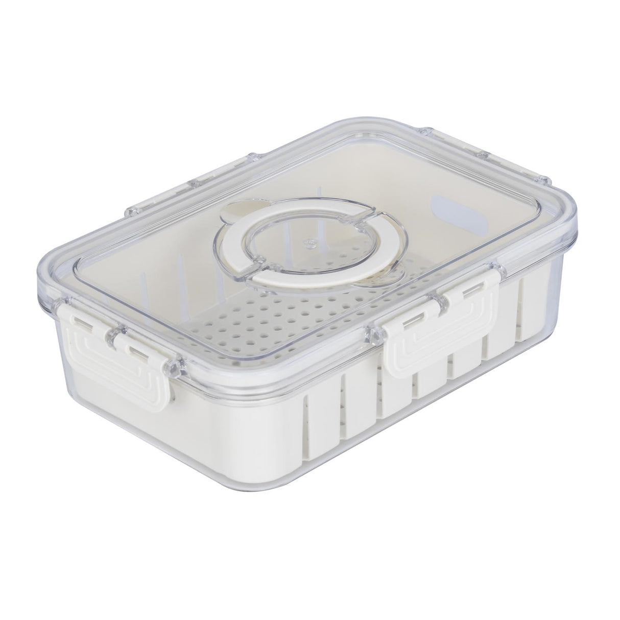 Rectangular Storage Cannister with Lid and Handle-Cream