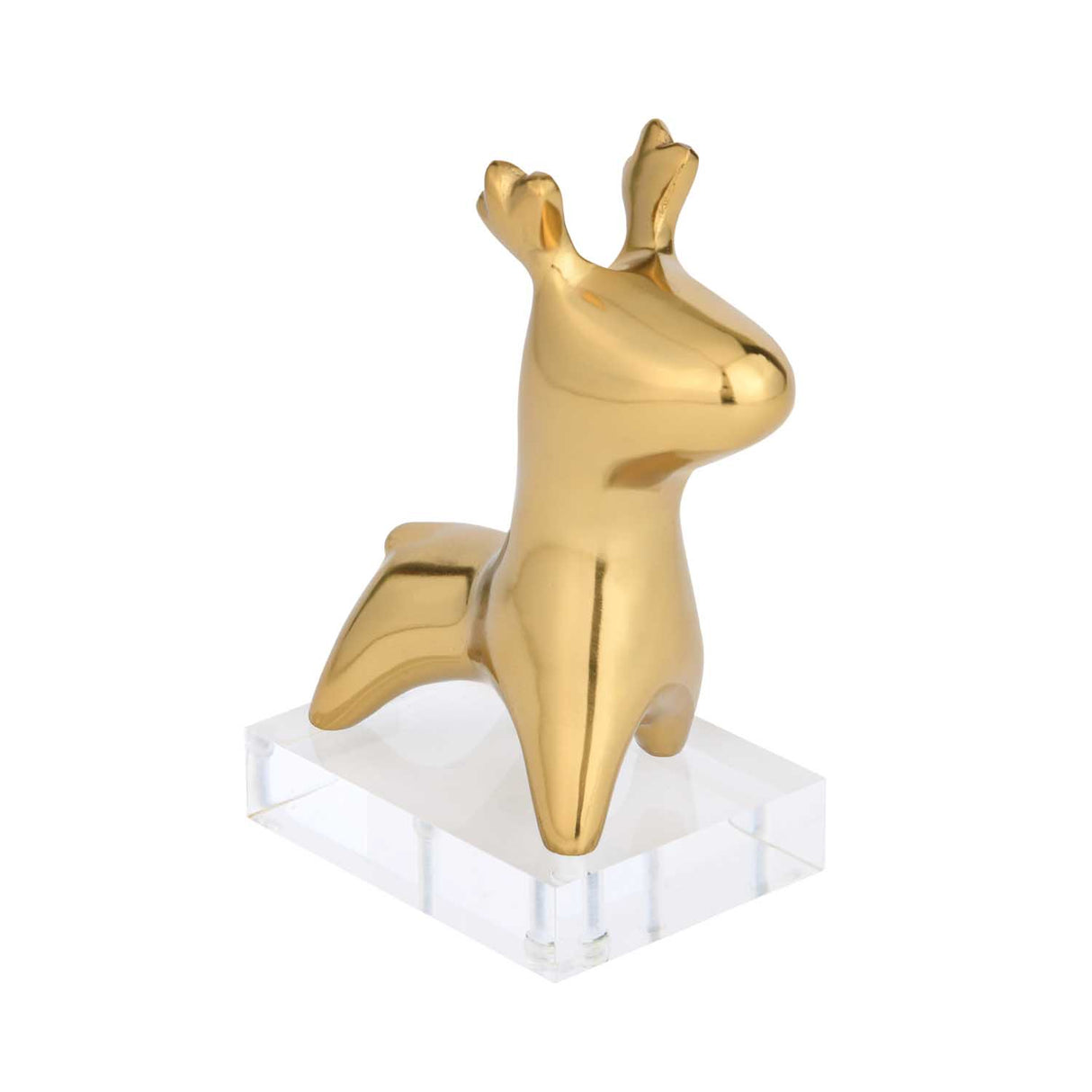Deer Figurine Metal and Acrylic Showpiece- Gold
