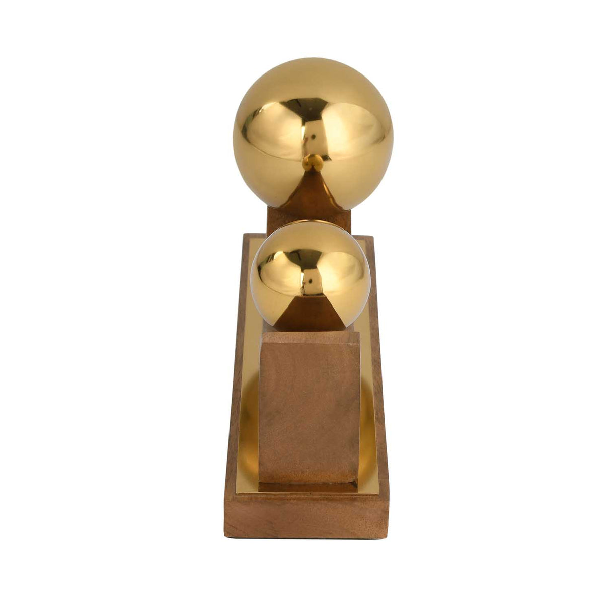Sphere Balance Metal and Wooden Showpiece- Gold & Brown, Small
