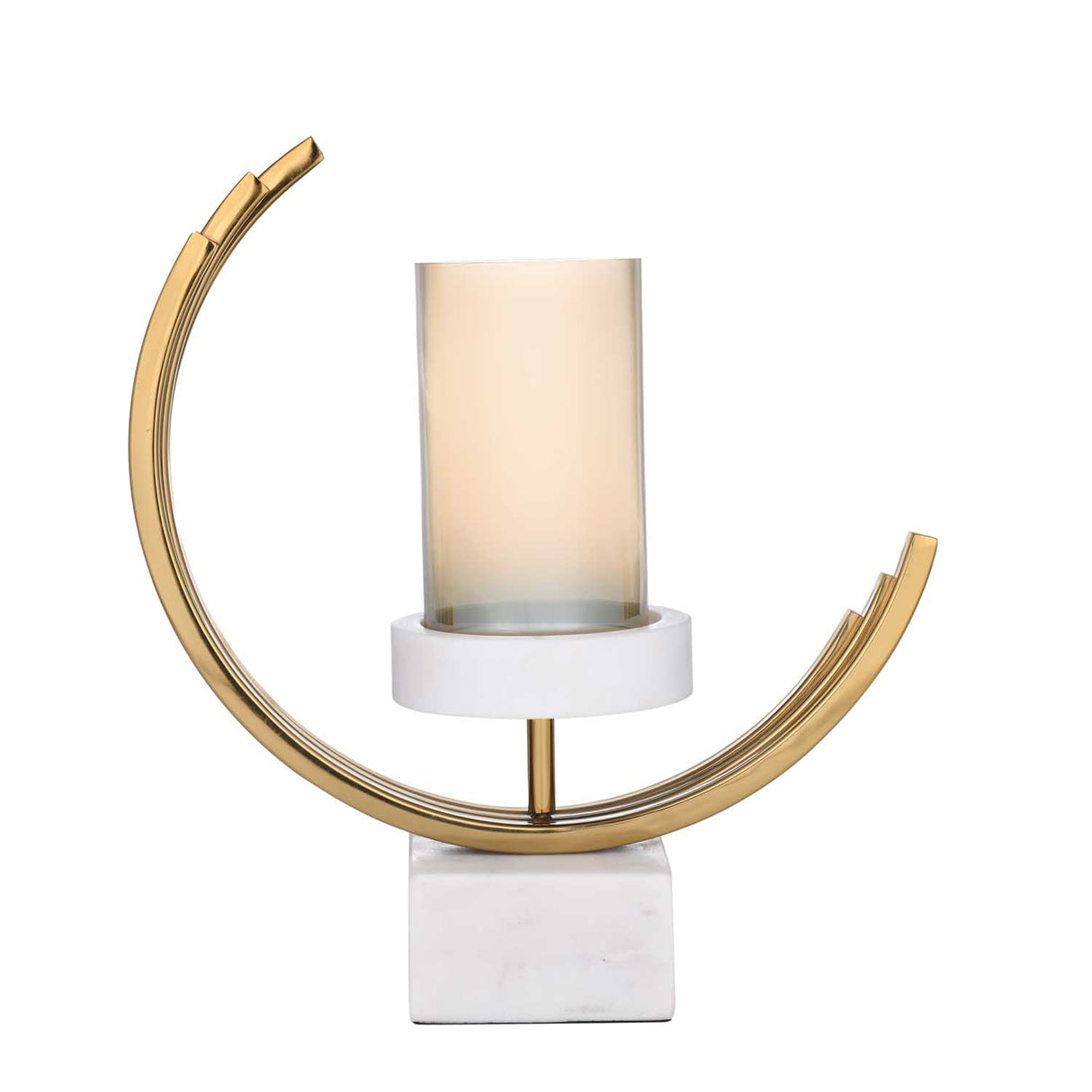 Decorative Arc Candle Holder- Gold & White