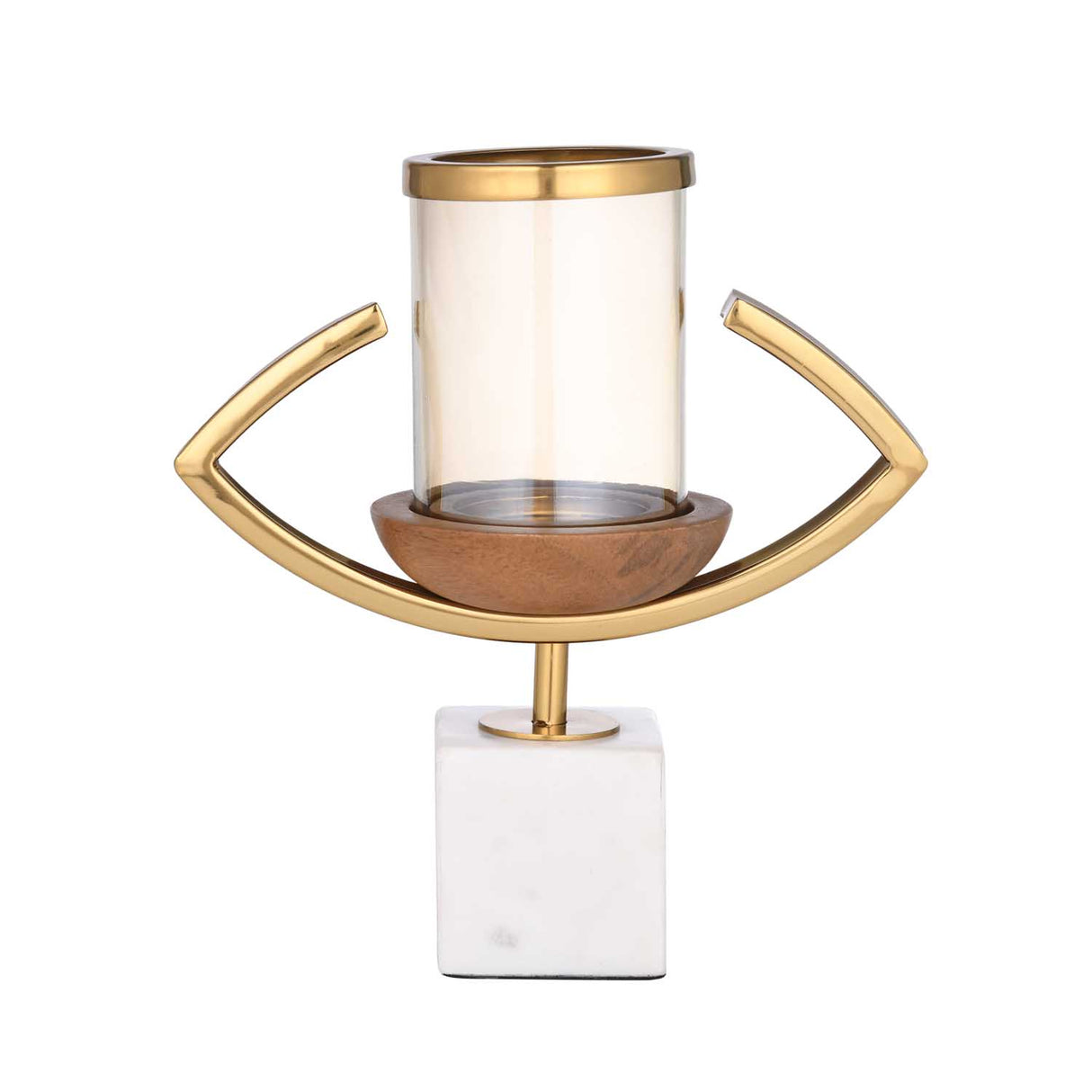 Eye Shape Candle Holder- Gold & White