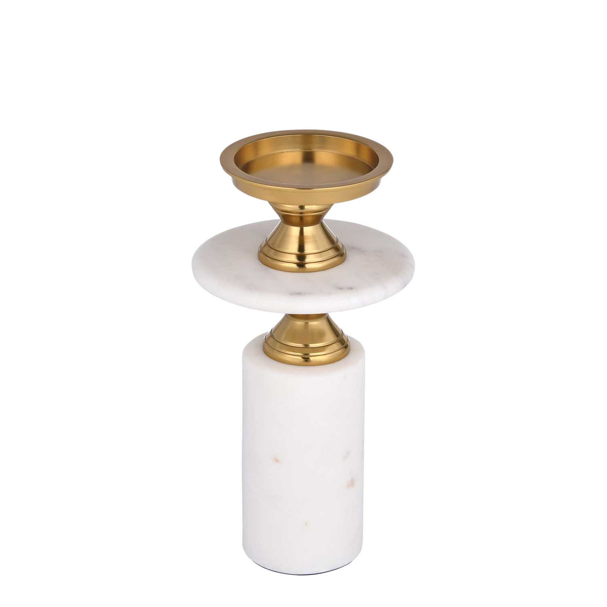 Classic Candle Holder- Gold & White, Small