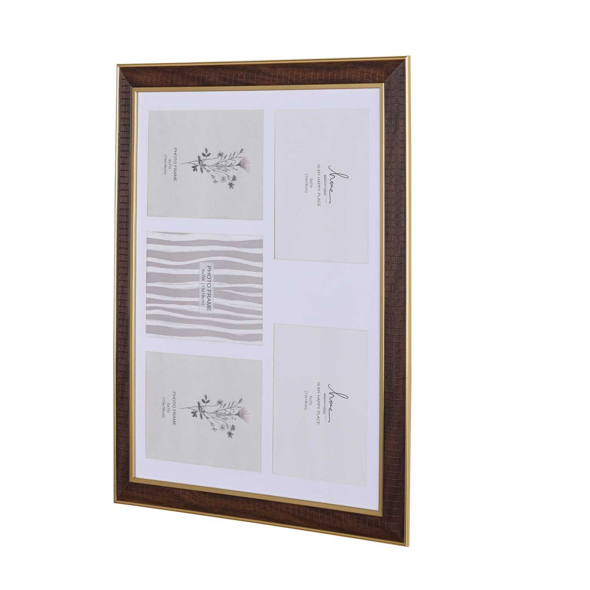 Five Pics Photo Frame- Brown, 5 x 7 Inch