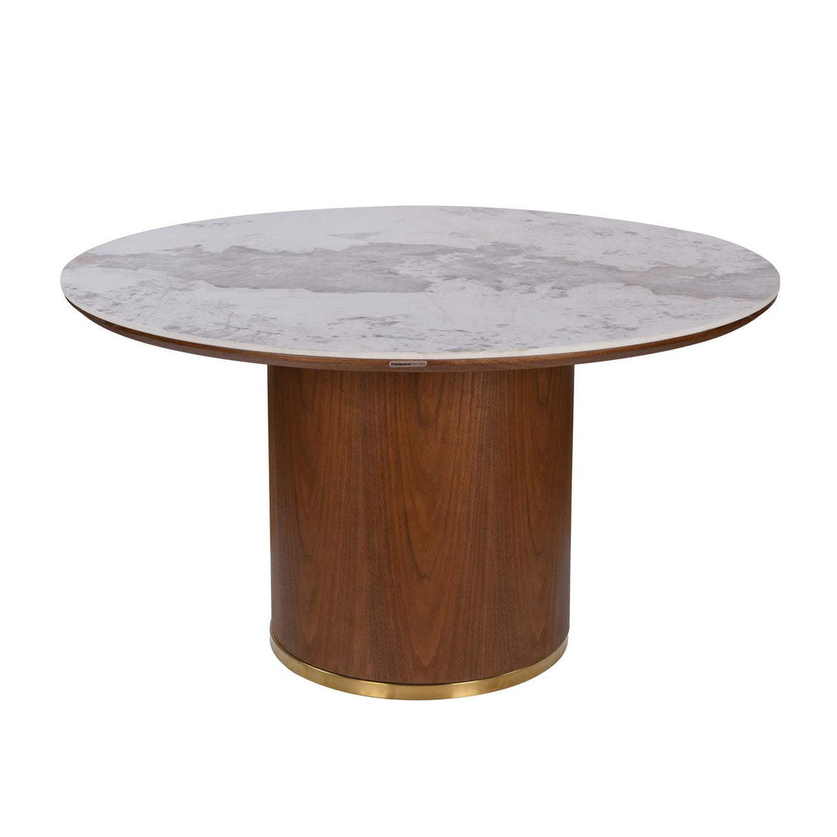 Empera 6 Seater Round Dining Set- Beige & Walnut