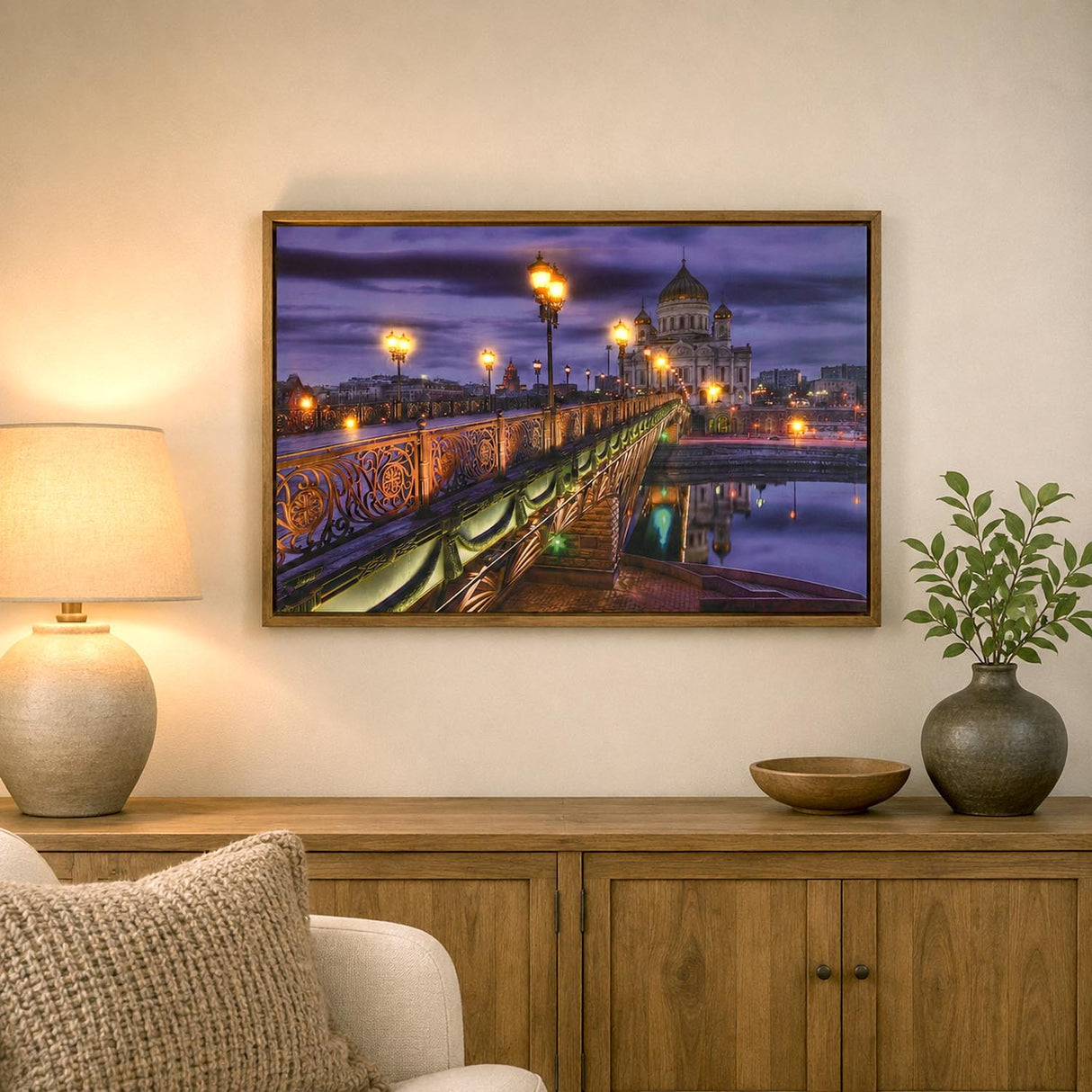 Evening Glow Canvas Wall Painting with LED Light- Multicolor