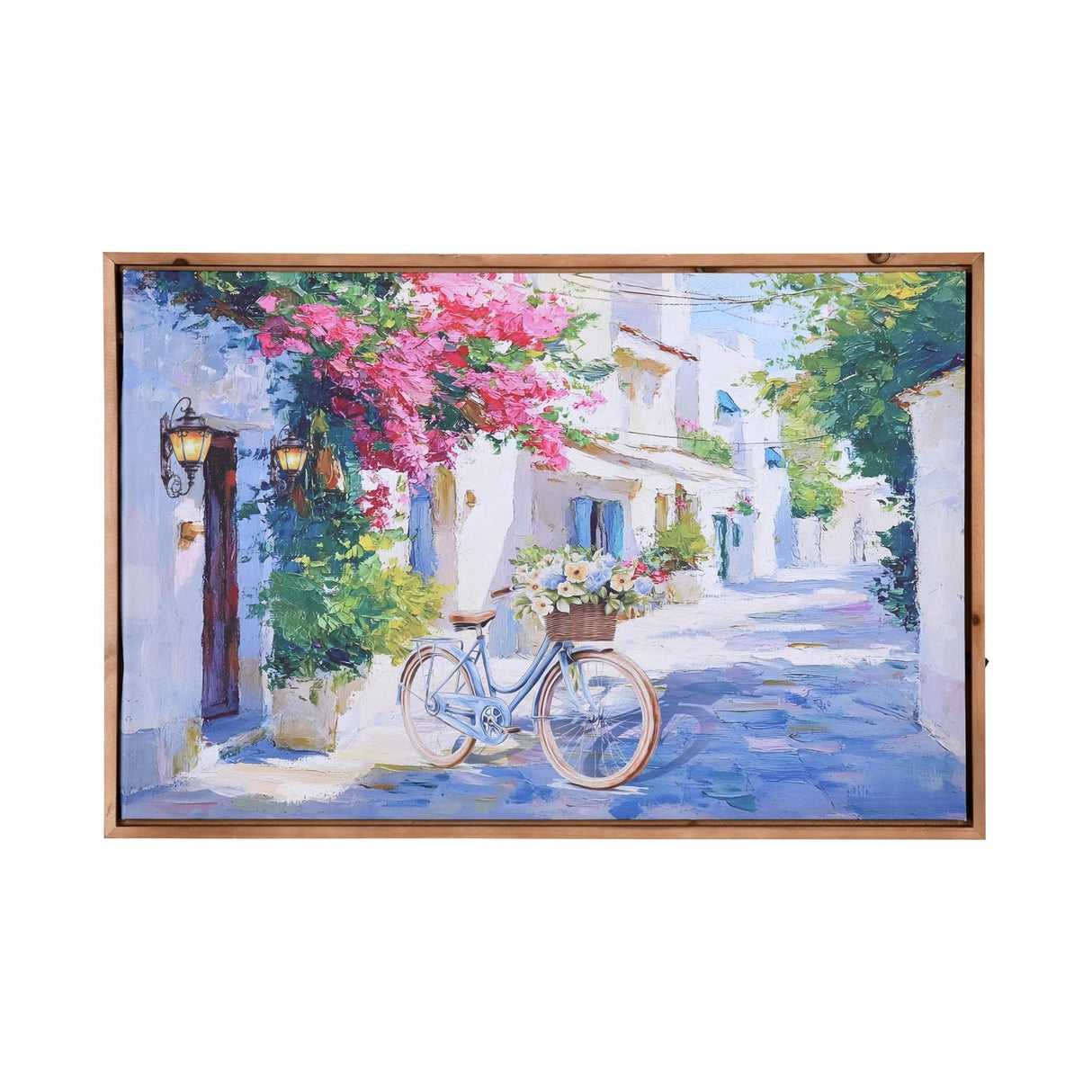 Floral Lane Canvas Wall Painting with LED Light- Multicolor